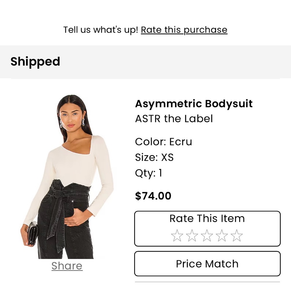 Astr Cream Asymmetric Bodysuit